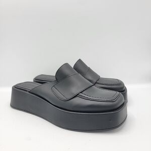 Svegan Elegant Black Platform Mules